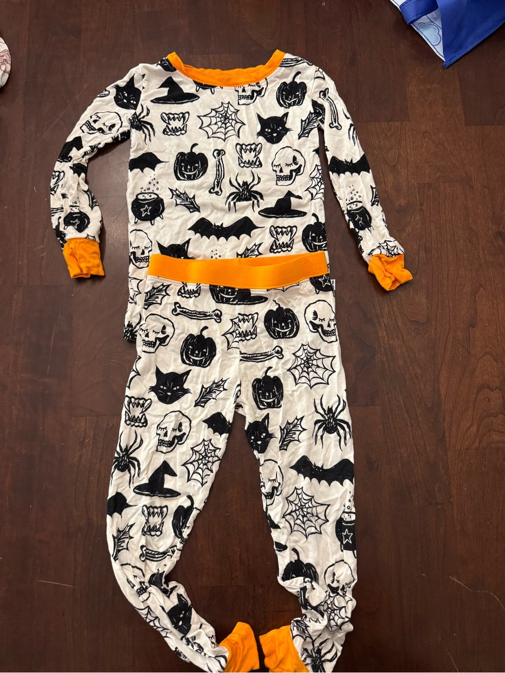 Little Sleepies Orange & White Halloween Skull & Pumpkin Pajama Set